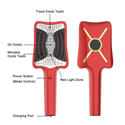 Fitdash Terapia con luce rossa ricaricabile EMS Massaggio della testa del cuoio capelluto spazzola pettine per la cura dei capelli